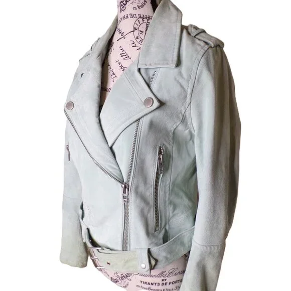 🆕BLANKNYC Suede Moto Jacket Basil (Mint) Medium - Picture 4 of 11